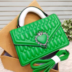 luxury quilted heart charm handbag – metallic silver gray – elegant shoulder & hand carry bag (copy)