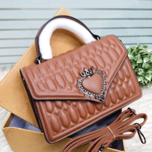 luxury quilted heart charm handbag – metallic silver gray – elegant shoulder & hand carry bag (copy)