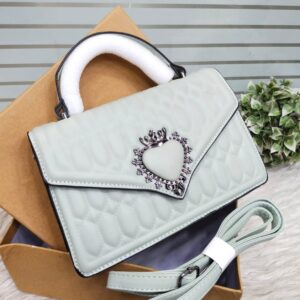 luxury quilted heart charm handbag – metallic silver gray – elegant shoulder & hand carry bag (copy)