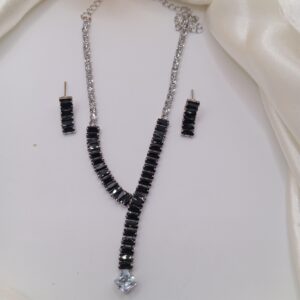 elegant rose gold necklace set with pink stones and diamond pendant