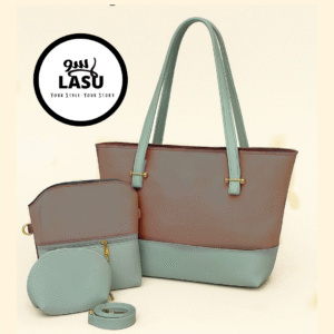 3 piece handbag set for women – bage pink – tote, shoulder bag & clutch